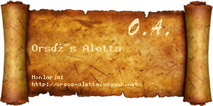 Orsós Aletta névjegykártya